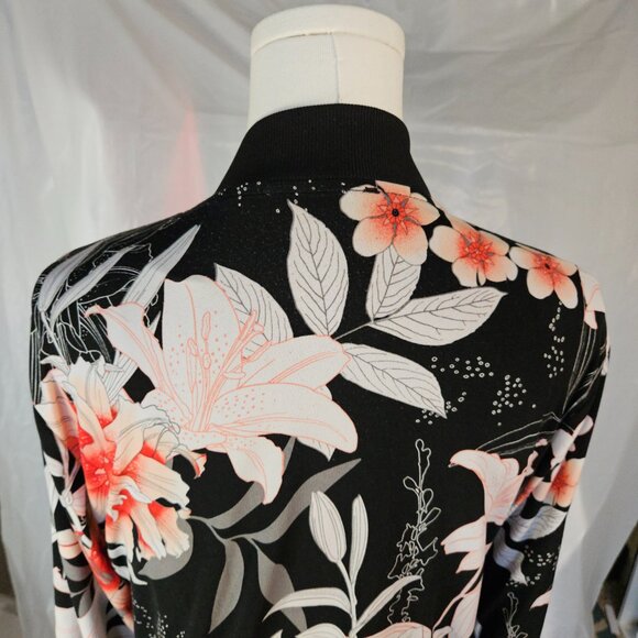 Reversible Floral Bomber Jacket β Black/Floral β Zip Front - Picture 4 of 8